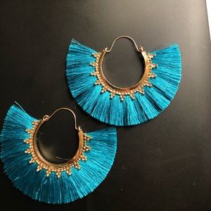 Blue frayed earrings